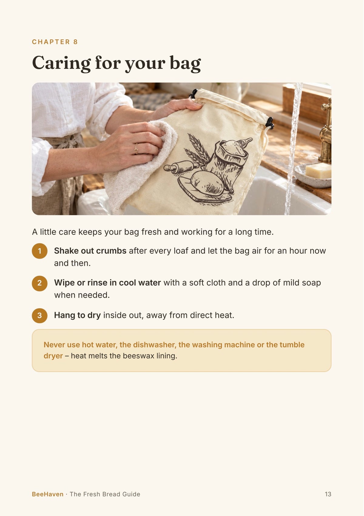 Caring for your beeswax bread bag